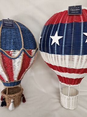 Martha Stewart Red White and Blue 2 Woven Hot Air Balloon Accents